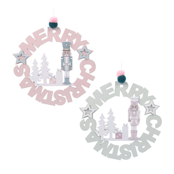 MERRY CHRISTMAS SIGN PINK OR MINT 23CM