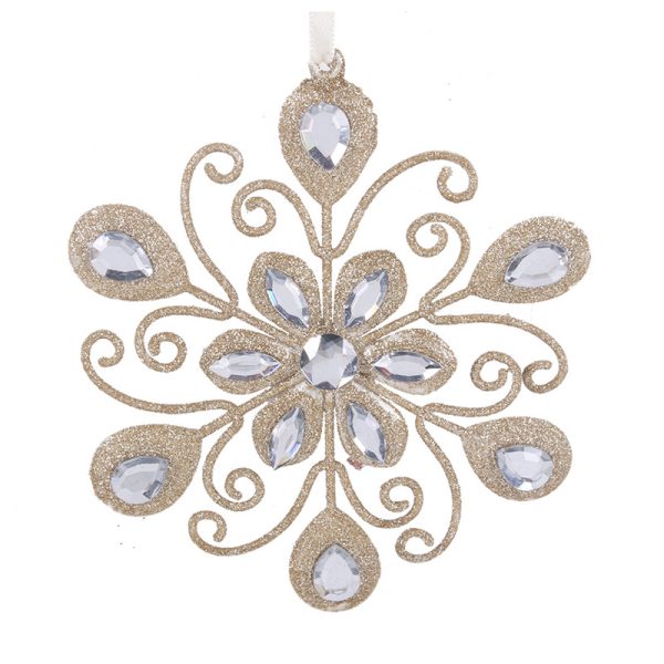 GOLD GLITTER SNOWFLAKE TREE ORNAMENT 15CM