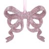 PINK GLITTER BOW TREE ORNAMENT 8.5 CM