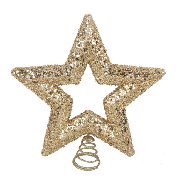 CHAMPAGNE GLITTER STAR TREE TOPPER 29CM