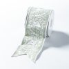 MINT DUPION RIBBON WITH WHITE LEAF EMROIDERY 10CM x 5M