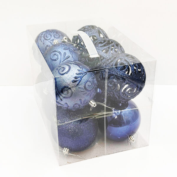 10CM Navy Blue Mixed Baubles 12PC