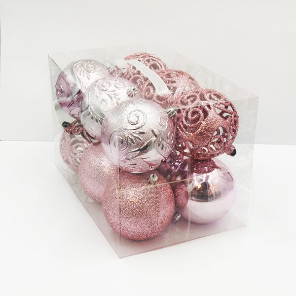 10CM Light Pink Mixed Baubles 12PC