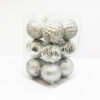 8CM Silver Mixed Baubles 12PC