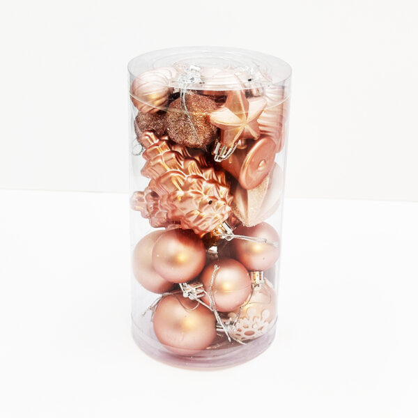25 Piece Blush Pink Bauble Set in Mix Sizes
