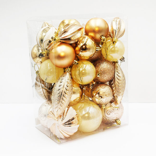 36 Piece Champagne Bauble Set in Mix Sizes