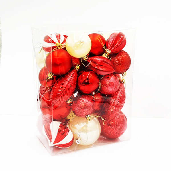 36 Piece Red & White Bauble Set in Mix Sizes