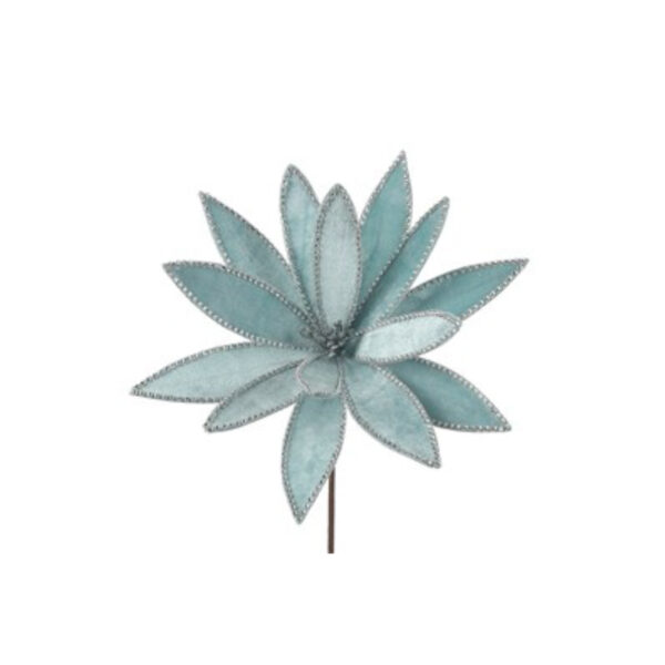 34CM PALE BLUE POINSETTIA WITH DIAMONTE DETAIL