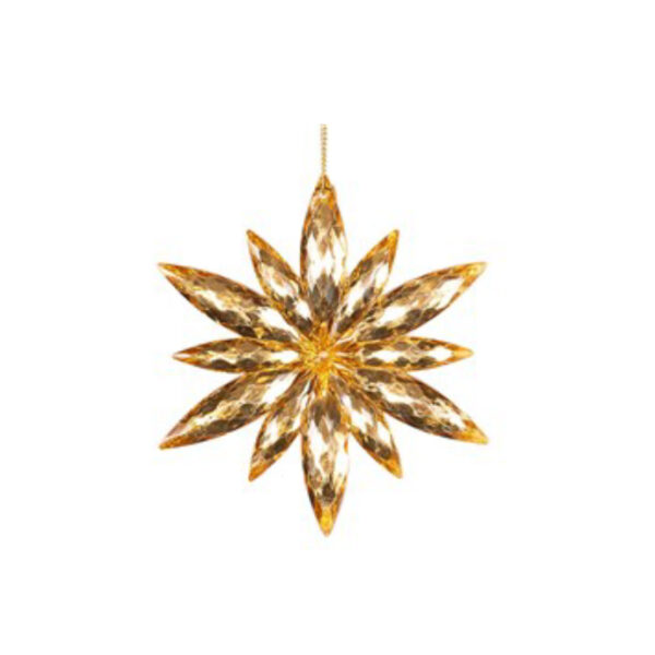 11.2CM GOLD ACRYLIC SNOWFLAKE TREE ORNAMENT
