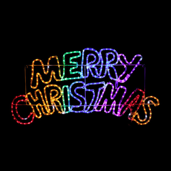 100cm x 50cm RAINBOW MERRY CHRISTMAS LED ROPELIGHT