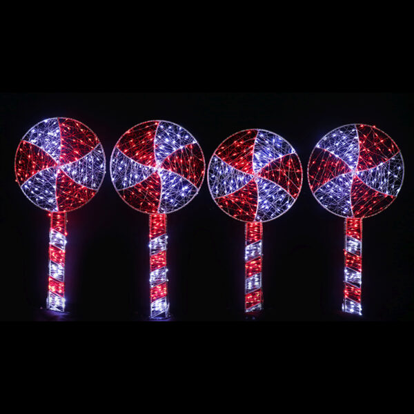 4pk LOLLIPOP LED PATH LIGHTS WITH STARRY WIRE