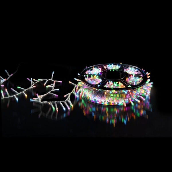 69m 1000  MULIT COLOURED LED FAIRY LIGHTS ON REEL WITH GREEN CABLE