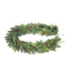 PRE-LIT DECORATED GREEN GARLAND GPO WITH 50 WARM WHITE LEDS BATTERY OPPERATED.