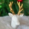 White Ceramic Reindeer with Gold Antlers
