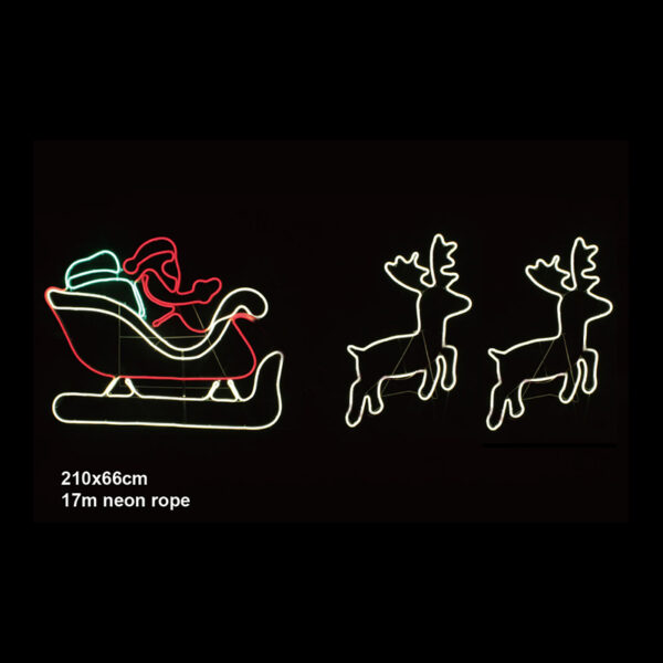 NEON DEER AND SLEIGH