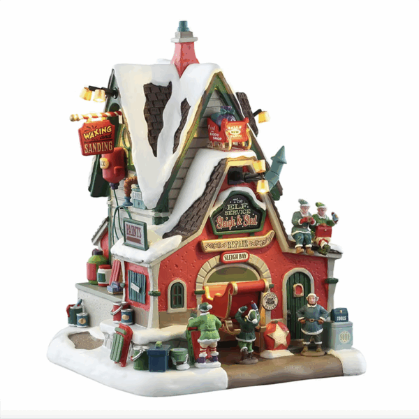 LEMAX 55315 - THE ELF SERVICE SLEIGH & SLED REPAIR, B/O