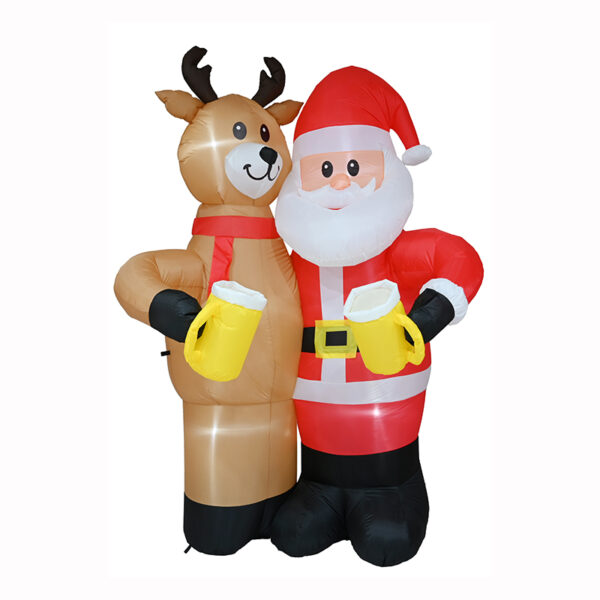 santa and deer drinking beer inflatable