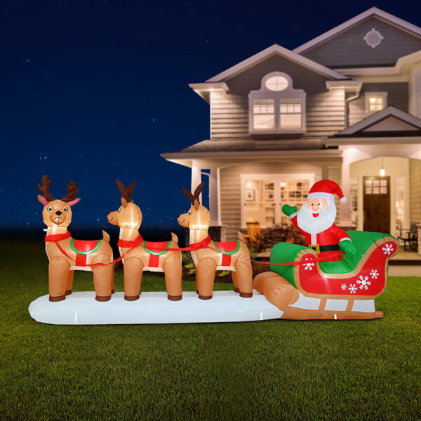 360CM AIRPOWER TRIPLE REINDEER SANTA SLEIGH