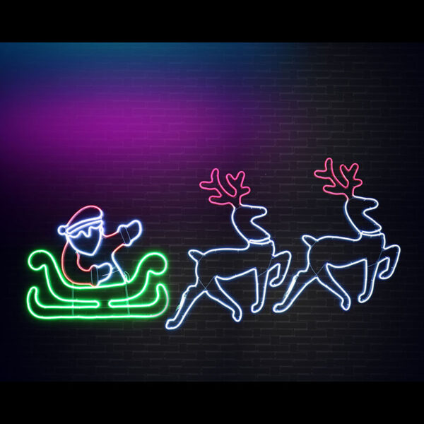 NEON DEER AND SLEIGH
